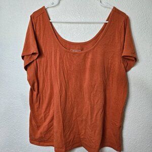 Candace Cameron Bure Shirt Womens 1X Plus Orange Scoop Neck Fall Pumpkin